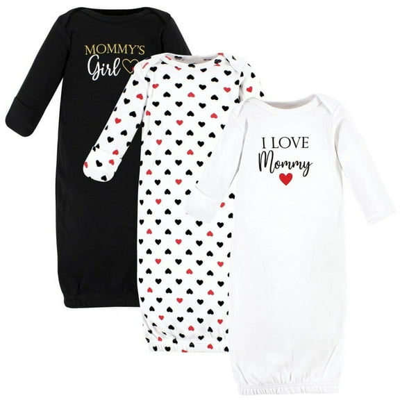 Hudson Baby Infant Girl Cotton Gowns, Girl Mommy Red Black, 0-6 Months