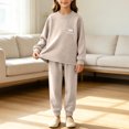 thumbnail image 6 of Gamivast Toddler 2 Piece Sweatsuit Sets Baby Boys Girls Thermal Long Sleeve Pullover Sweatshirt And Pants Warm Fleece Tracksuit Fall Winter Outfits Cute Lounge Clothes Khaki 7-8 Years, 6 of 6