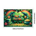 thumbnail image 3 of Green Shamrock Happy Birthday Banner with Rainbow Decoration for St Patrick's Day Celebration Party Photo Background, 3 of 7