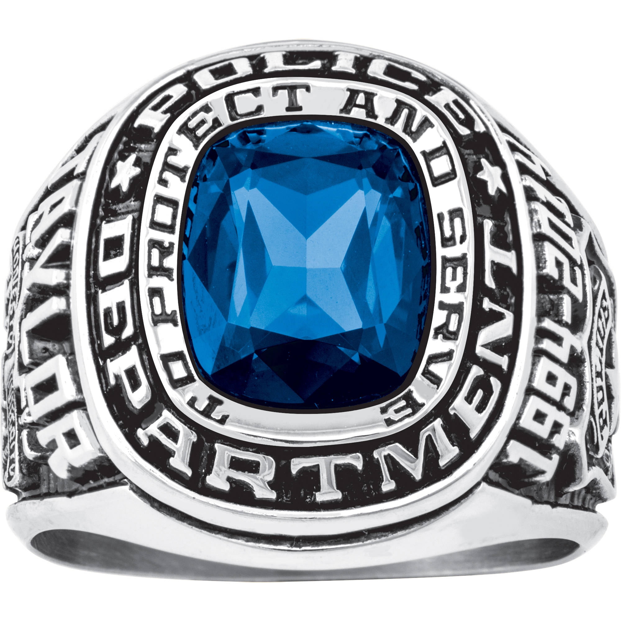 Personalized Men's Police Department Ring available in Valadium Metals