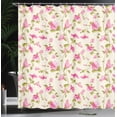 thumbnail image 3 of Ambesonne Floral Shower Curtain, Blossoming Garden Art, 69"Wx84"L, Eggshell Pink and Green, 3 of 4