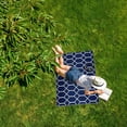 thumbnail image 3 of Outdoor Rug - Folded Design - Recycled Plastic Mat for Patio, Camping, Beach, Balcony, Porch, Deck - Weather, Water, Stain, Lightweight, Fade and UV Resistant - Miami - Navy & Creme, 3 of 5
