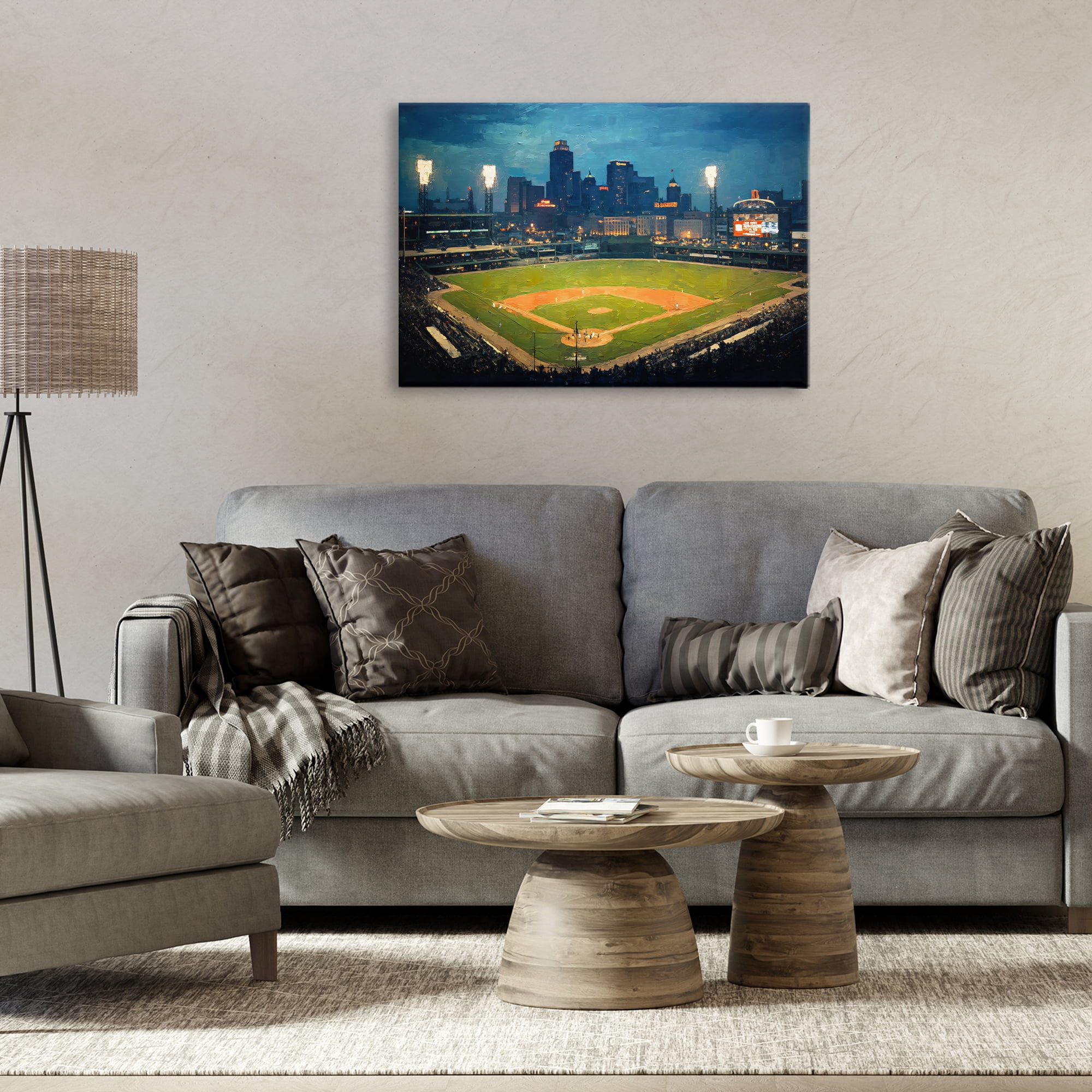 Baseball Stadium at Night Canvas Wall Art, design by Arlington Prints