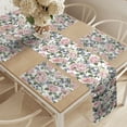 thumbnail image 2 of Ambesonne Rose Table Runner & Placemats, Flourishing Pink Flora, Placemat 4 pcs + Runner 16"x90", Pale Pink Green Bluegrey, 2 of 2