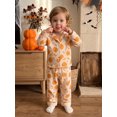 thumbnail image 3 of Cjfdfy Toddler Baby Girls Halloween Pajama Set Pumpkin Bow Print Button Down Long Sleeve Tops And Pants Infant Cute My First Halloween Holiday Sleepwear 1-6Y, 3 of 9