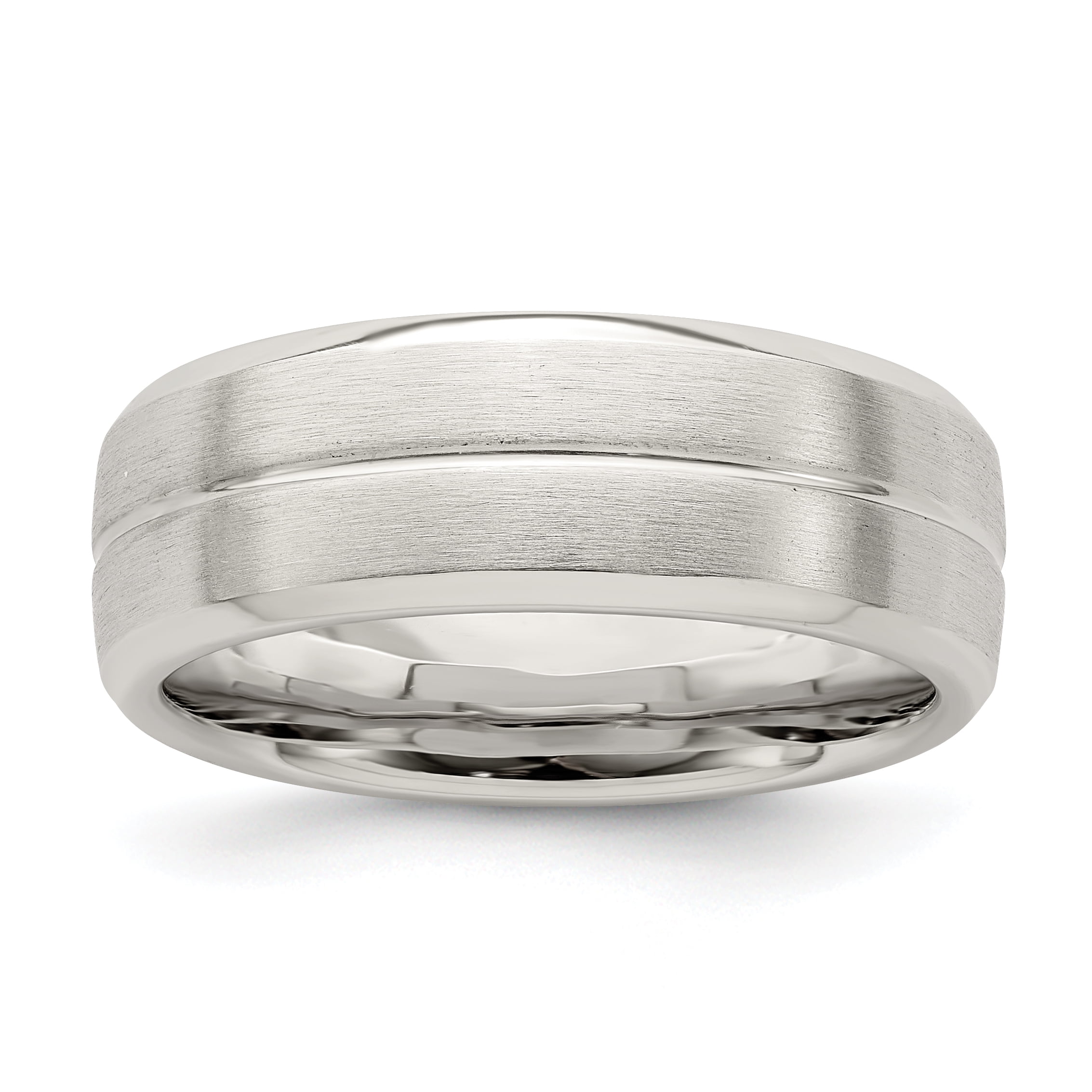 Bridal Wedding Bands Fancy Bands SS 8mm Brushed Fancy Band Size 10 Size 12