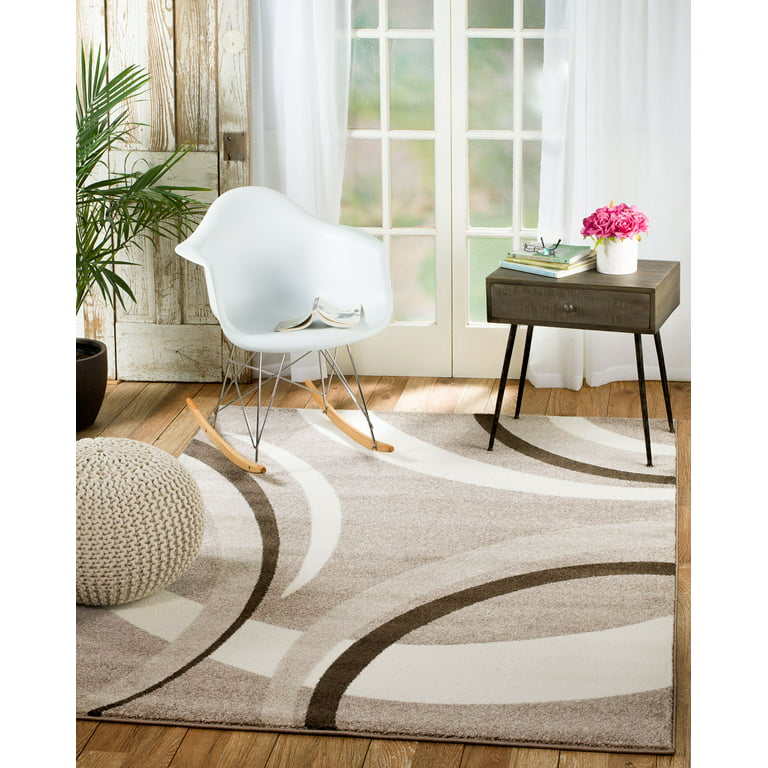 Rio Collection - Beige Abstract Premium Area Rug by Rug and Decor 2x3 Scatter  Rug 