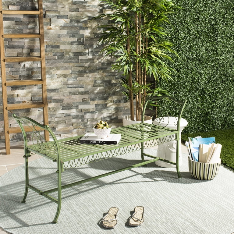 Safavieh, Outdoor Patio Bench, 51 in, Antique Green - Walmart.com