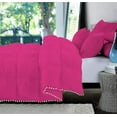 thumbnail image 2 of D.N.G. BEDDINGS Luxurious 3 Piece Pom Pom Half Pinch Pleated Comforter Set, 800 Thread Count, 100% Egyptian Cotton, White Vintage Pom-Pom Fringe Super Soft (Super King Size Solid Hot Pink Color), 2 of 4