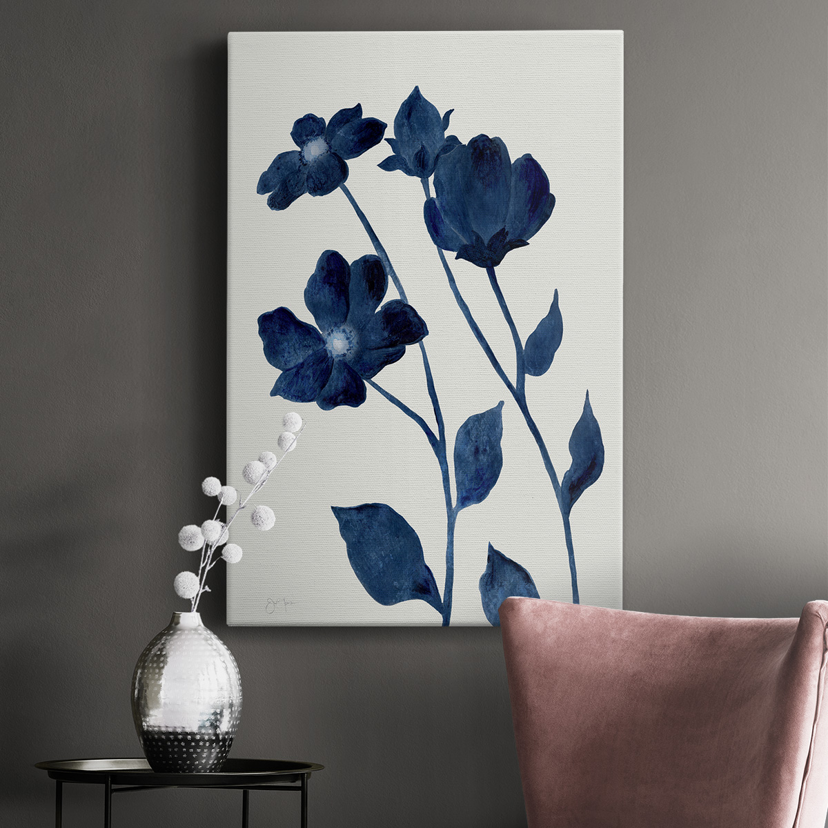 Indigo Bloom I Premium Gallery Wrapped Canvas - Ready to Hang