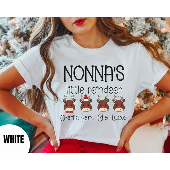 DeliFri Personalized Nonna Christmas Shirt, Nonna tshirt, Custom Nonna Gifts, Nonnas little reindeer t-shirt, Christmas Gift for Nonna