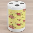 thumbnail image 1 of Rose Ceramic Toothbrush Holder, Old Fashioned Pattern Feminine Romantic Bouquets Corsage on Dotted Backdrop, Decorative Versatile Countertop for Bathroom, 4.5" X 2.7", Yellow Coral Green, 1 of 4