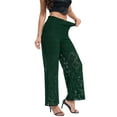 thumbnail image 6 of Fewfanhot Pants for Women See Through Flare Leggings Hollow Out Mesh Sheer Cover Up Trousers, 6 of 6