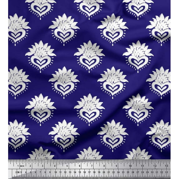 Soimoi Japan Crepe Satin Fabric Floral Block Decor Fabric Printed Yard 42 Inch Wide