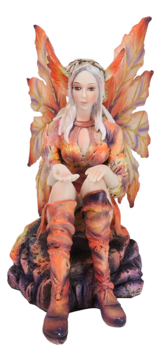 pyre pixie evening dress Goddess of Fire Elemental Pixie Fairy in Ember Pyre Dress Sitting Figurine