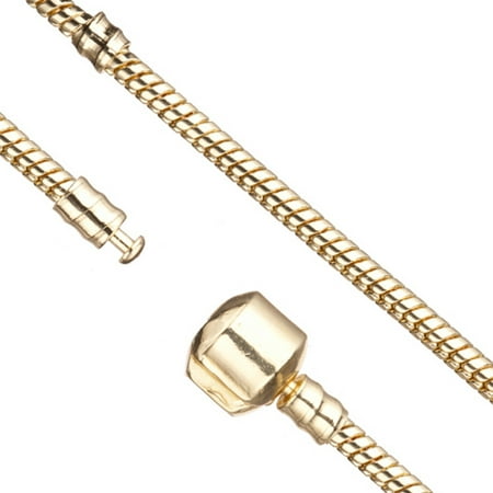 Large Hole Bead Double Bracelet Chain (European Style) 14K-Gold Finished 2.7mm Snake 19.7Inch Sold per pkg of 1