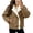 Khaki, variant on Womens Winter Coat Casual Fleece Lapel Collar Button Down Jackets, Flannel Jacket Oversized Fleece Lined Warm Office Work Daily Streetwear Winter Long Sleeve Loose Fit Overcoat (AG, XL)