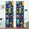 thumbnail image 2 of Robots Aliens Curtains Black Out 72 Inch Length Curtains for Sliding Glass Doors Bedroom Living Room 2 Pack, 2 of 6