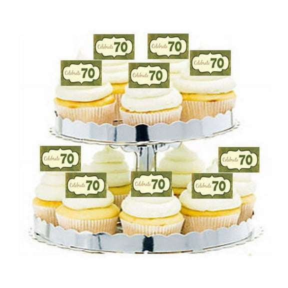 24pk Vintage Celebrate 70 Edible Cupcake Decoration Topper Picks