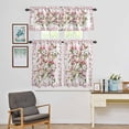 thumbnail image 4 of Kitchen Window Curtains Valance and Tier Set, Spring Pink White Magnolia Flower Rod Pocket Tier Curtain Valance Set, Blossom Floral Leaves Light Filtering Cafe Curtains for Bedroom Living Room, 4 of 9