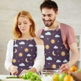 thumbnail image 3 of Purple Sun Moon Star Cloud Pattern Apron-Garden Aprons for Women with Pockets-Cotton Linen Waterproof Kitchen Cooking Gardening Aprons Adjustable for Kitchen,Cooking,BBQ and Salon 33x27 Inch, 3 of 7