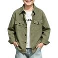 thumbnail image 3 of LTTVQM Girls Boys Button Down Shirt Casual Long Sleeve Collared Comfortable School Uniform Shirts with 2 Pockets Fashion Basic Classic Relaxed Fit Blouse Dark Green 9-10 Year, 3 of 6
