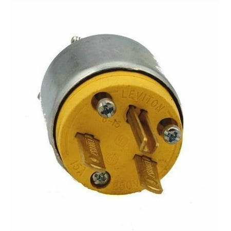 Leviton 615PA 000-000 Straight Blade Electric Plug, 250 V, 15 A, 2 P, 3 W, Steel