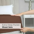 thumbnail image 7 of CGK Linens 6-Piece Extra Deep Pocket Sheet Set With Extra Matching Pillowcases - California King Size Bed Sheets Fits 18"-24" Mattresses, Brown, 7 of 7