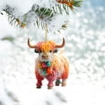 thumbnail image 3 of Christmas Ornaments Highland Cow Decor Christmas Tree Decorations Cute Acrylic Cow Pendants Cartoon Cow Decorative, 3 of 6