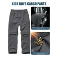 thumbnail image 5 of liyiyiyia Boy's Scout Pants Quick Dry Convertible Hiking Pants Outdoor Climbing Casual Trouser Kids Youth Gray Cargo Pants, 5 of 8