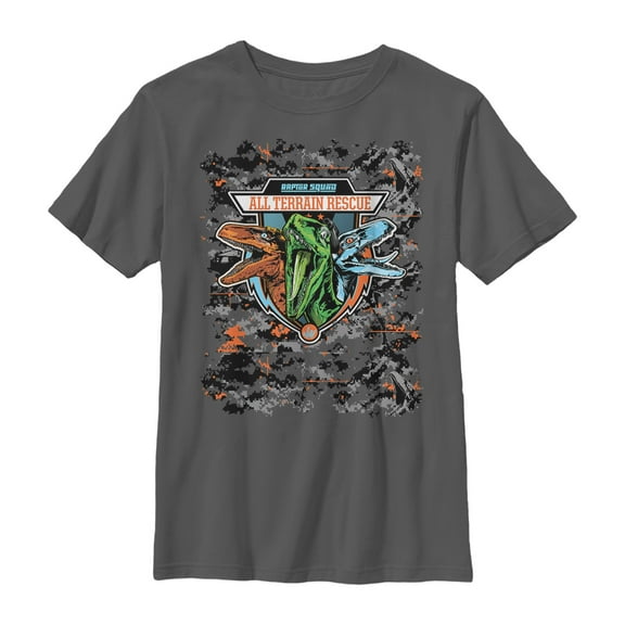 Boy's Jurassic World Raptor All Terrain Squad Graphic Tee Charcoal Medium
