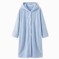 thumbnail image 2 of Ghalytn Womens Waffle Knit Hooded Robe Button Front Long Mid Calf House Coat Loungewear, 2 of 8
