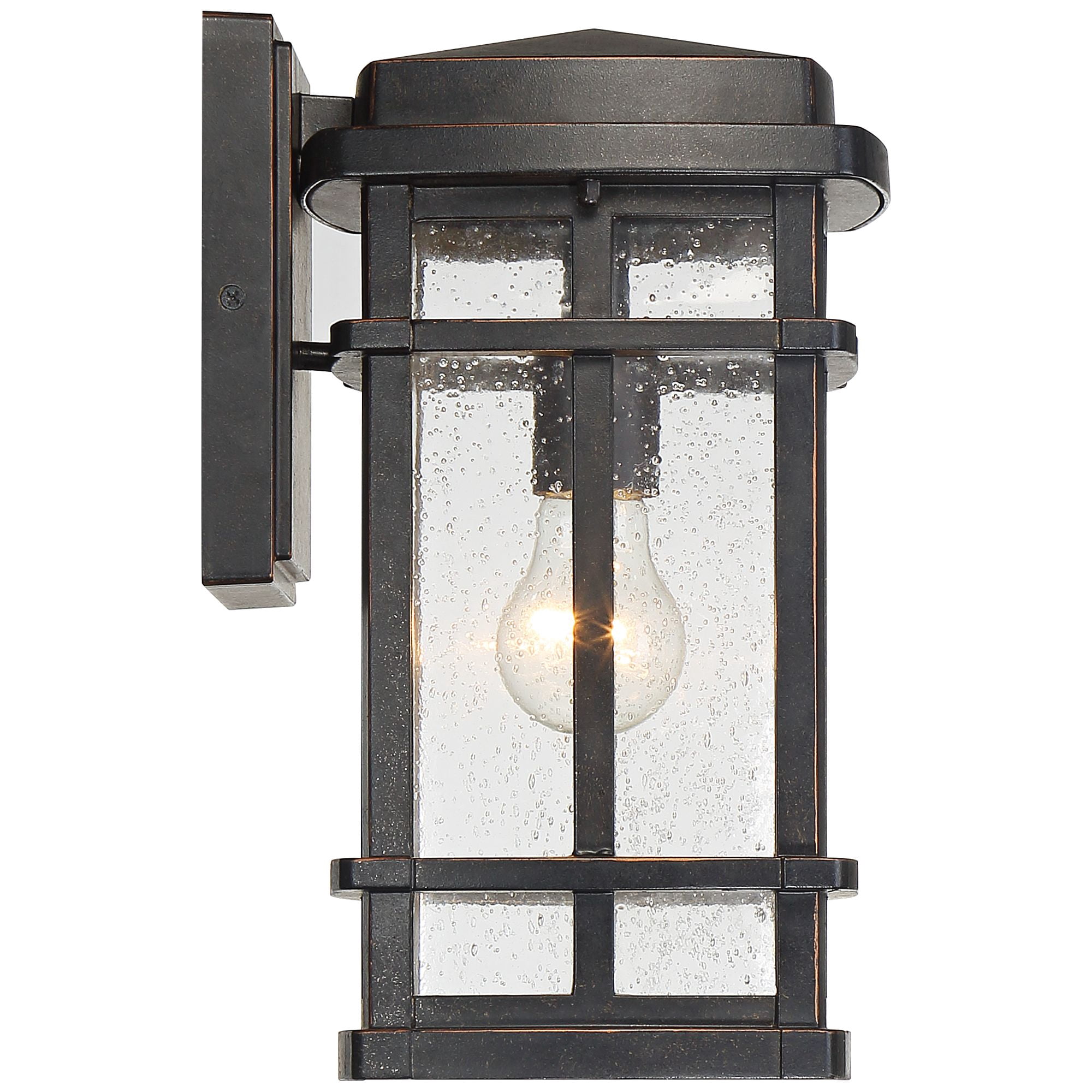 John Timberland Neri Mission Industrial Outdoor Wall Light Fixtures Set of 2 Oil Rubbed Bronze 12 1/2" Clear Seedy Glass for Exterior