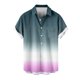 thumbnail image 4 of Camisas de Manga Corta de Botón para Hombre, Blusa de Moda Casual de Impresión de Gradiente de Cuello de Vuelta Hecha de 95% Poliéster 5% Spandex para el Verano, Camisas de Verano para Hombre, 4 of 4
