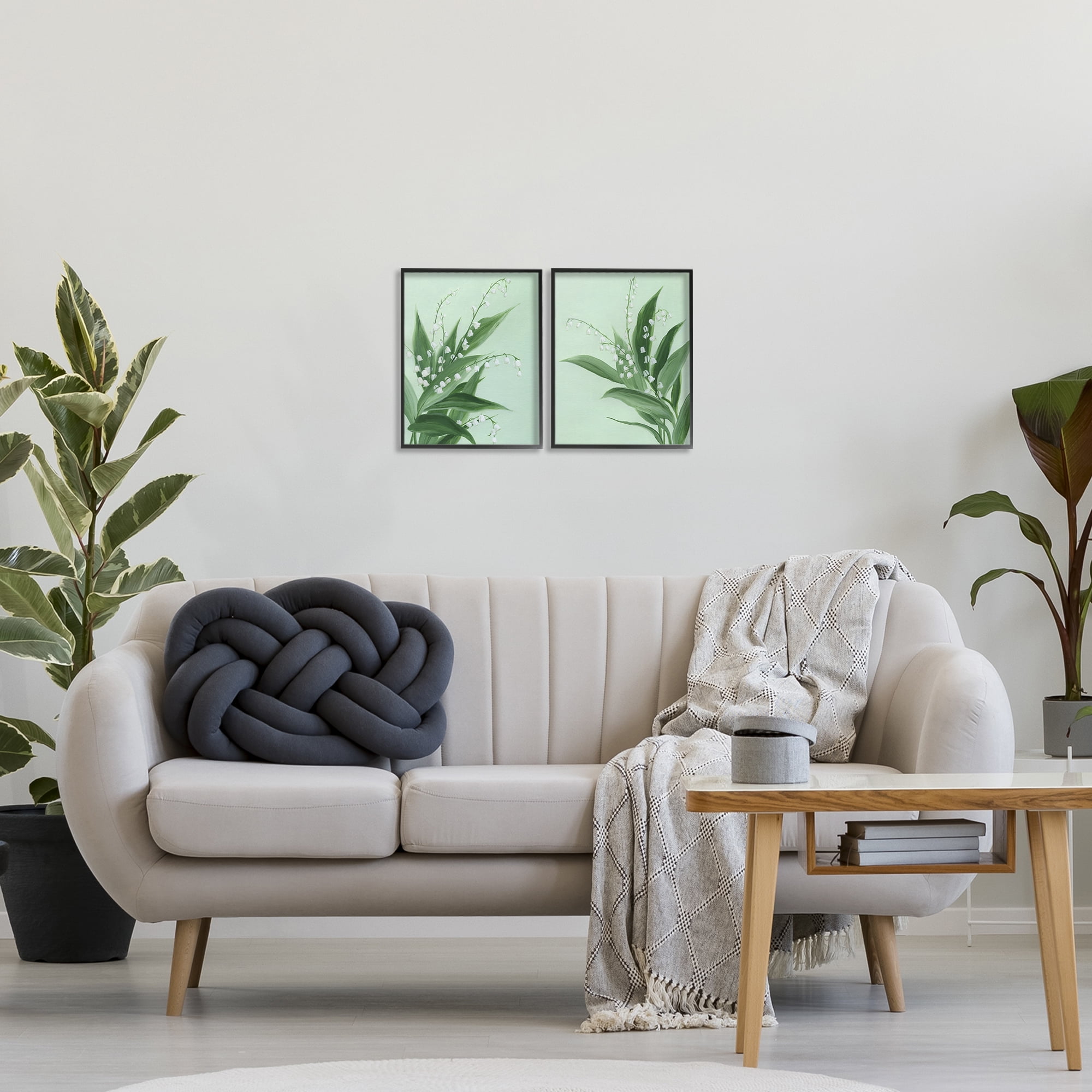 Stupell Industries Blooming Lily of Valley 2 Piece Black Framed Giclee Art Set, design by Grace Popp