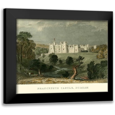 Allom, T. 14x12 Black Modern Framed Museum Art Print Titled - Brancepeth Castle, Durham