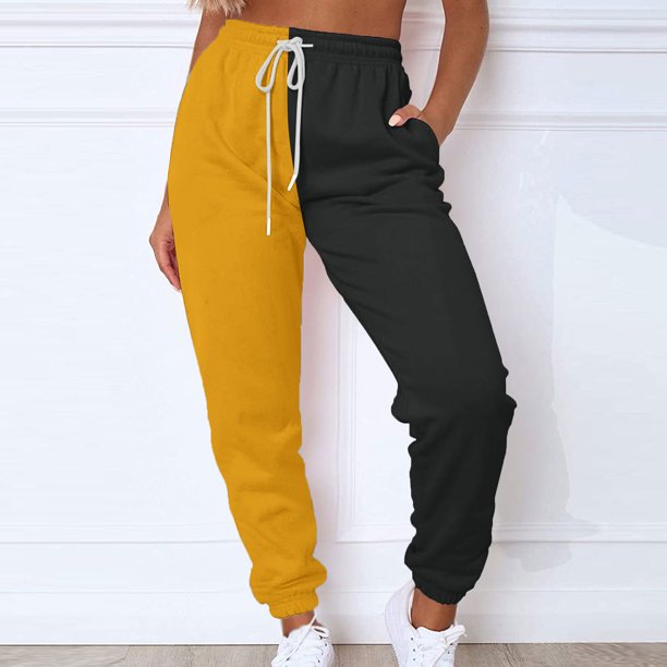 Puntoco Mujeres Casual Patchwork Pantalones Cintura Alta Cordón con Multi-Bolsillos Corsé Pantalones Largos Puntoco Puntoco-6478