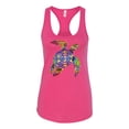 thumbnail image 2 of Wild Bobby, Colorful Rainbow Sea Turtle Animal Lover Ladies Racerback Tank Top, Raspberry, X-Large, 2 of 3
