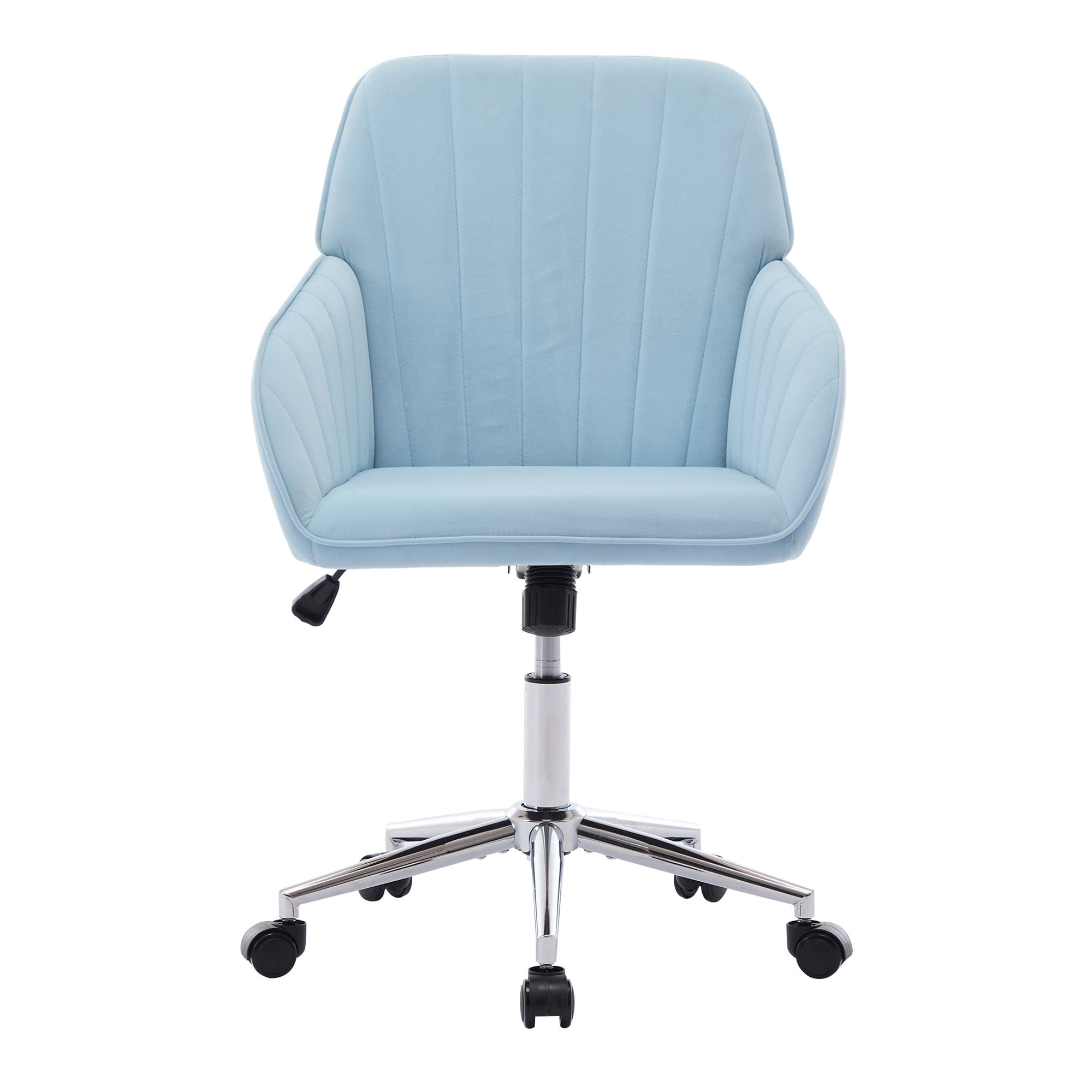 Baby Blue Velvet Ergonomic Office Chair - Adjustable Swivel Task Chair with Lumbar Support - Comfortable Home & Bedroom Desk Chair - Sturdy Silver Base - Ideal for Workspaces