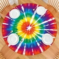 thumbnail image 2 of Colorful Rainbow Tie Dye Spiral Pattern Round Fitted Tablecloth with Elastic Edge,Dining Table Cover Waterproof,Outdoor Round Tablecloth for Camping,Dining,Indoor and Outdoor, 2 of 7