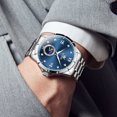 thumbnail image 4 of OLEVS Watches for Men Diamond Business Dress Casual Analog Moon Phase Calendar Quartz Stainless Steel Waterproof Luminous Date Men Wrist Watches Reloj Para Hombre Blue Dial, 4 of 13