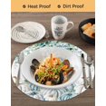 thumbnail image 3 of 13 Inch Round Placemats Set of 6, Green Grey Pumpkins Fall Non Slip Heat Insulation PP Table Mats, Thanksgiving Eucalyptus Leaves Washable Place Mats for Kitchen Dining Party Table Decor, 3 of 7