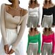 thumbnail image 5 of TRKIYQC Mujeres Otoño Prendas De Punto Delgadas, Color Sólido Acanalado Fuera Del Hombro Manga Larga Cuello Cuadrado Moda Tops Suéter TRKIYQC  moda, 5 of 6