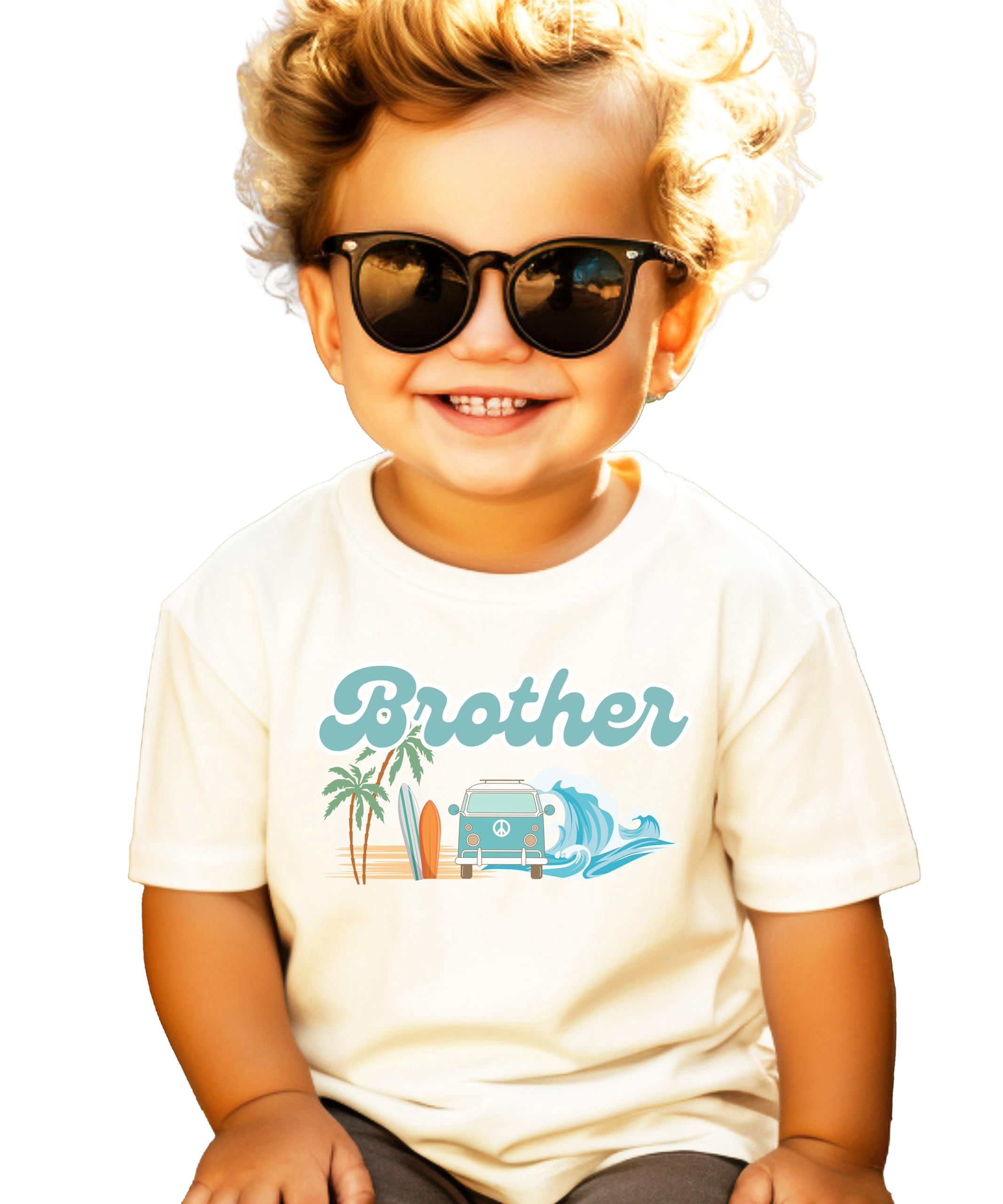 The Big One Surf Theme Matching Family Birthday Shirt for Brother -Sold Individually Natural Shirt 2T