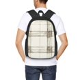 thumbnail image 6 of Large Capacity Backpack 16.5×12.5×5.5in Widened Shoulder Strap Design Main Bag Large Top Handle Belt Adjustable Shoulder Strap Ivory Checked Hand-Drawn Sketch_4, 6 of 8