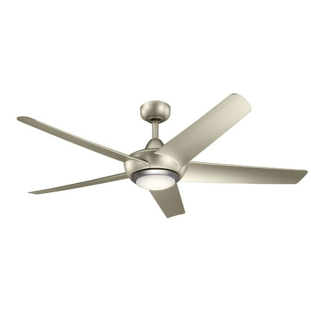 5 Blade Ceiling Fan With Light Kit Transitional Style 13 Inches Tall By 52 Wide Stem Hung Brushed Nickel Finish Com 5 Blade Ceiling Fan With Light Kit, Long Stem Ceiling Fans