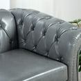 thumbnail image 6 of Chesterfield Sofa Faux Leather, PU Tufted 3 Seater Couch, Large Rolled Arm Sofa with Channel Tufted Seat Back for Living Room, Grey, 6 of 9