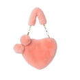 thumbnail image 2 of Bolso bandolera peludo en forma de corazón para mujeres con correa de cadena, bolso de hombro de piel sintética para viajar, festivales y uso diario, 2 of 6
