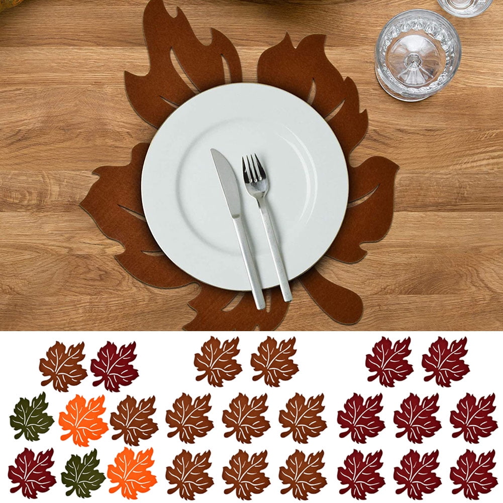 8 Pcs Fall Maple Leaf Placemats Thanksgiving Harvest Maple Leaf Shaped