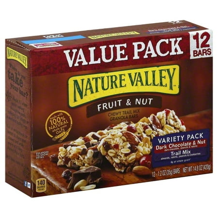 Nature Valley Chewy Granola Bar Trail Mix Variety Pack of Dark Chocolate & Nut and Fruit & Nut 12 - 1.2 oz (Best Fruit And Nut Bars)